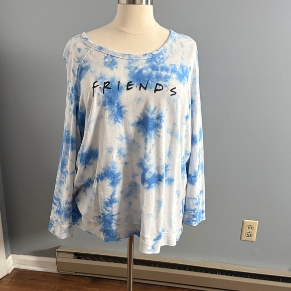 FRIENDS Tops - FRIENDS Blue and White Tie-Dye Sweatshirt